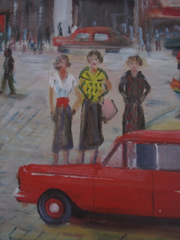 GROOT 1950 olieverf "Boulevard Clichy Moulin Rouge Parijs" gesigneerd  kopen? Bied vanaf 1!