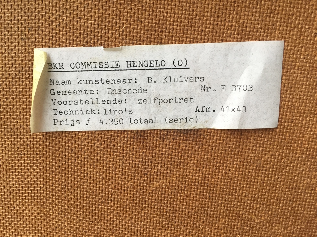 Beatrice Kluivers - linosnede 1/20 Zelfportet I (46,5 x 49 cm) 1986 kopen? Bied vanaf 1!