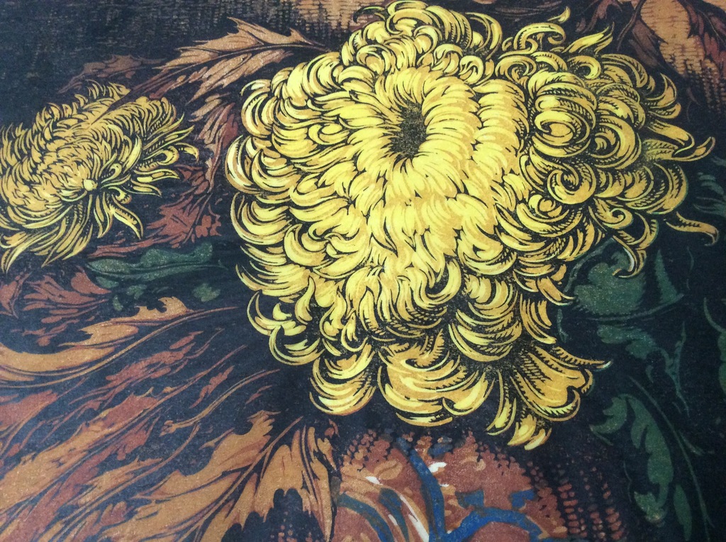 Piet Verhaaren - chrysanten in vaas - linosnede, 1931 kopen? Bied vanaf 25!