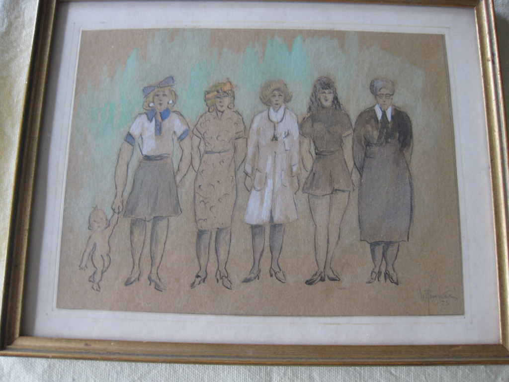 Portret, vijf mensen - gesigneerd en gedateerd 1973 kopen? Bied vanaf 10!