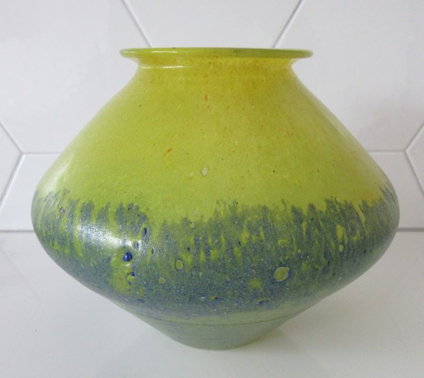 Ongespecificeerd - Geel blauw studio glazen vaas kopen? Bied vanaf 1!