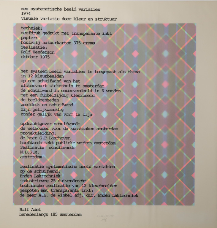 Rolf Adel: Album met 6 systematische beeldvariaties in zeefdruk kopen? Bied vanaf 100!