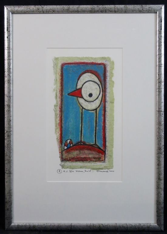 Hans Innemee: Zeefdruk, Worm, bird.. - Ingelijst kopen? Bied vanaf 50!