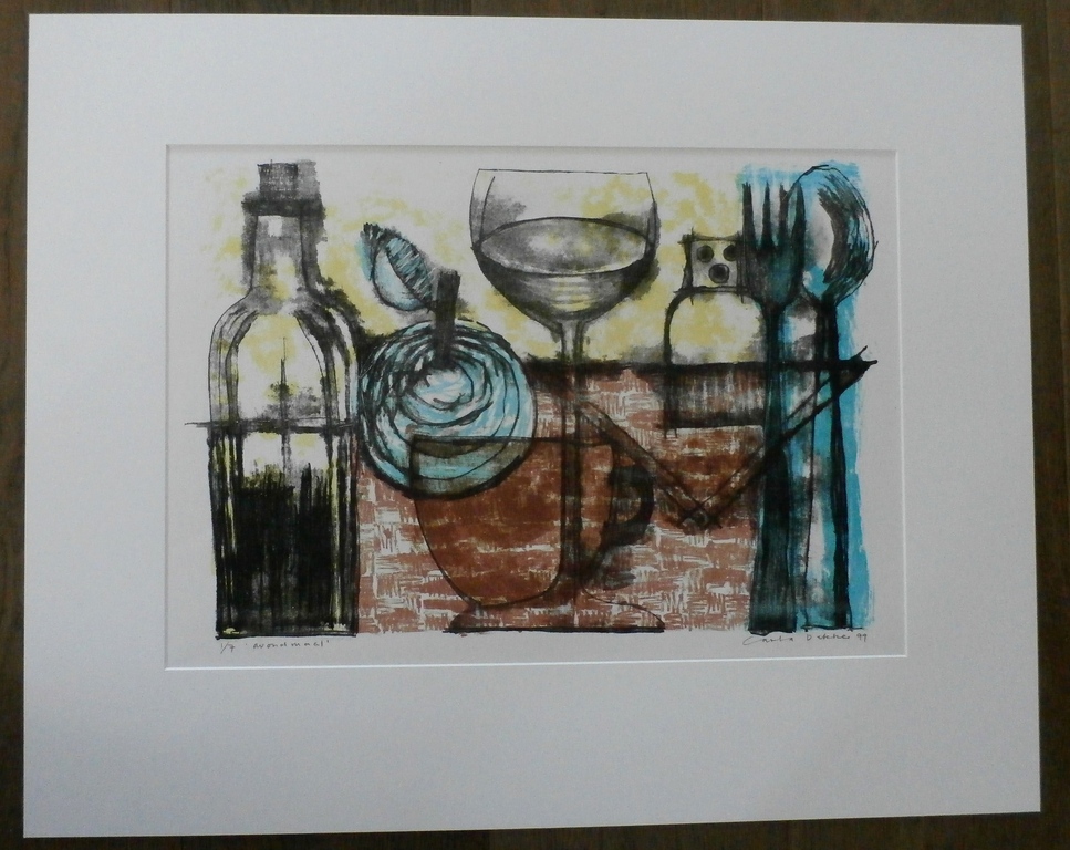 Carla Dekker - zeefdruk: avondmaal - 1999 - oplage: 7 stuks kopen? Bied vanaf 30!