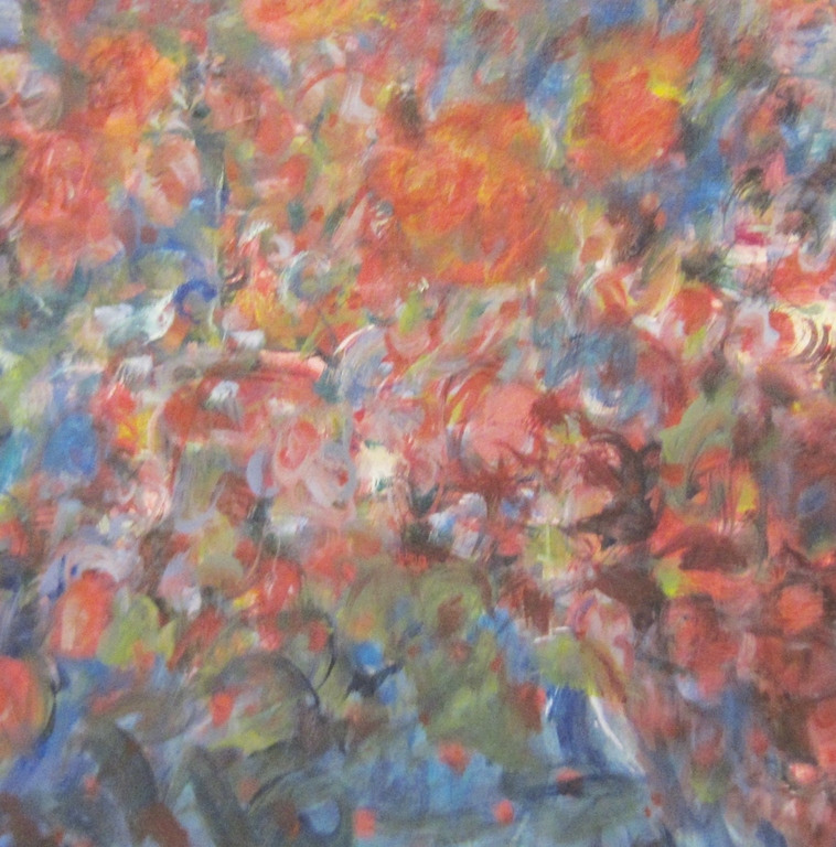 Kleurrijk abstract olieverf op doek, jaren 90 kopen? Bied vanaf 1!