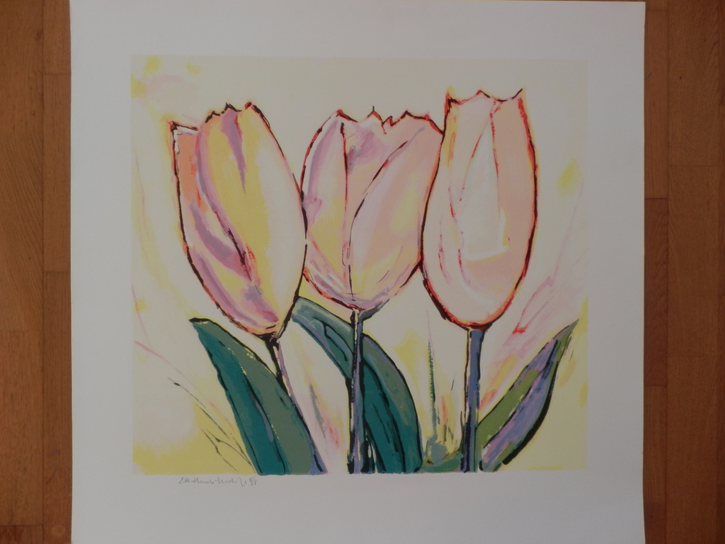 HUUB LEPELAAR Gr Zeefdruk GELE TULPEN Handgesigneerd kopen? Bied vanaf 35!