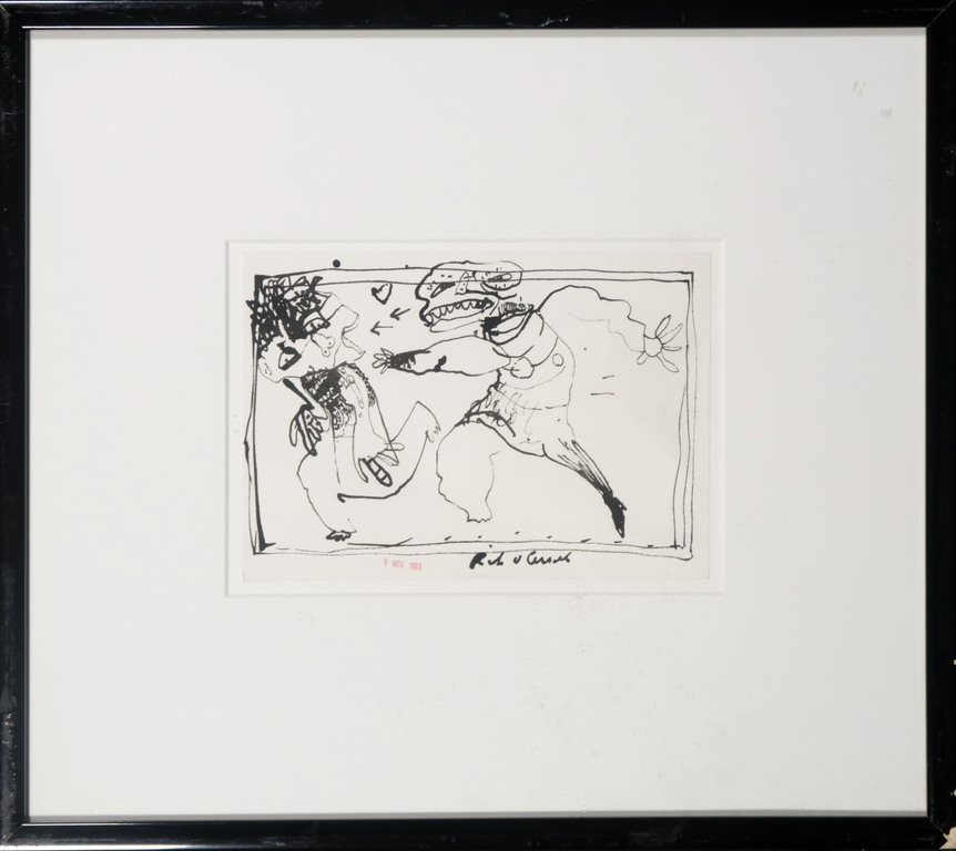 Rik van Iersel: Inkttekening, Z.T. Twee figuren - Ingelijst kopen? Bied vanaf 80!