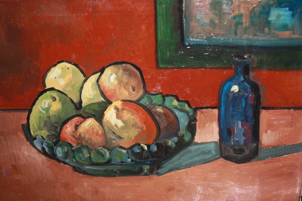 MATTH WIEGMAN - STILLEVEN MET APPELS EN BLAUWE FLES - BERGENSE SCHOOL verkocht voor € 875!
