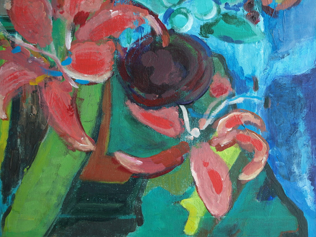 Onbekend : Olieverf op doek , Bloemen - 60 x 50 cm kopen? Bied vanaf 1!