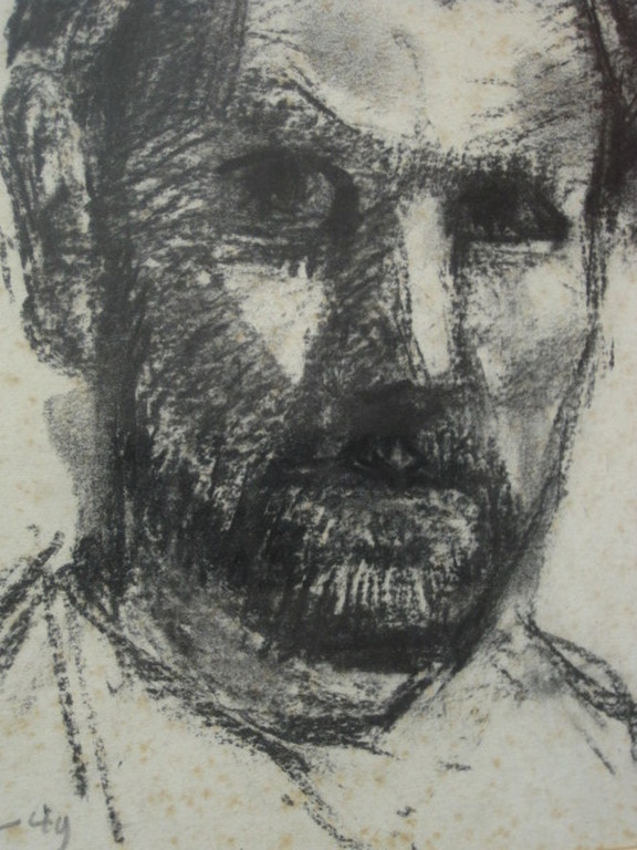 zeldzaam houtskool zelfportret van Haarlemse impressionist Wim Steyn 1914-1980  kopen? Bied vanaf 1!