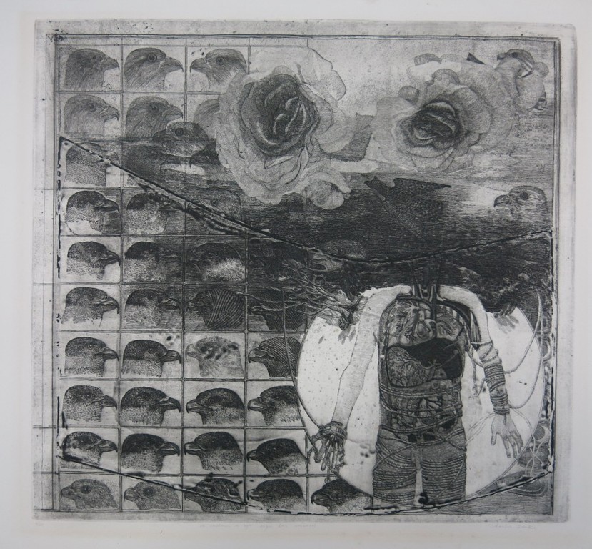 Charles Donker: Ets, De valkenier in zijn eigen loer verward verkocht voor € 160!