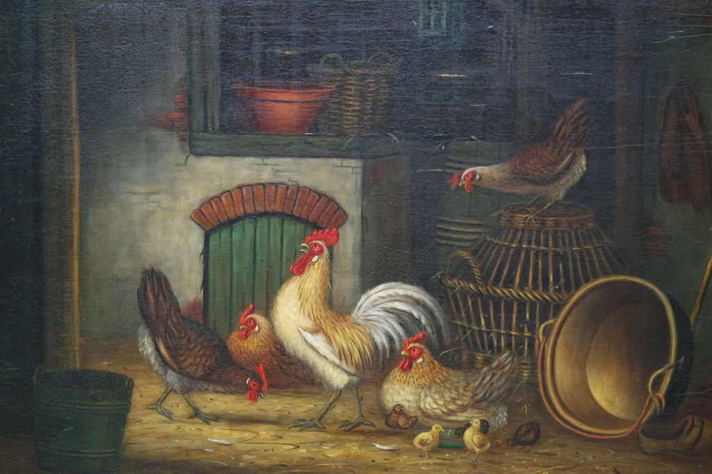 Hermanus van TANKEREN (Breda 1900 - 1980) - olieverf op paneel - kippen kopen? Bied vanaf 190!