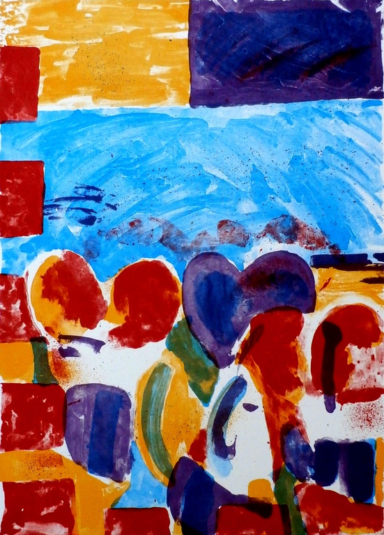 Jan Cremer - zeefdruk: L'histoire des Coeurs II- 1998 kopen? Bied vanaf 225!