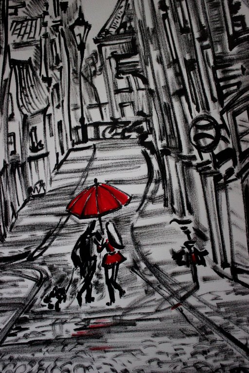 Elena Polyakova: Acrylverf , Een straat met Westerkerk in Amsterdam kopen? Bied vanaf 95!