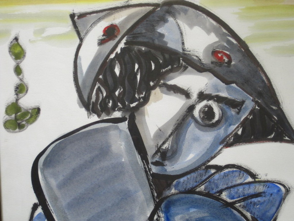 karakteristiek Quintus Jan Telting aquarel "Knipoog" 1989 Suriname gesigneerd kopen? Bied vanaf 1!