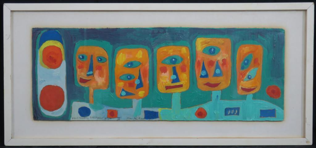 Meertje kaal: Acryl op karton, Veelkoppig vastgoed BV II - Ingelijst kopen? Bied vanaf 1!