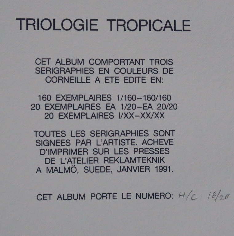 Corneille: Portfolio met 3 zeefdrukken in bijbehorende map, Triologie Tropicale kopen? Bied vanaf 200!