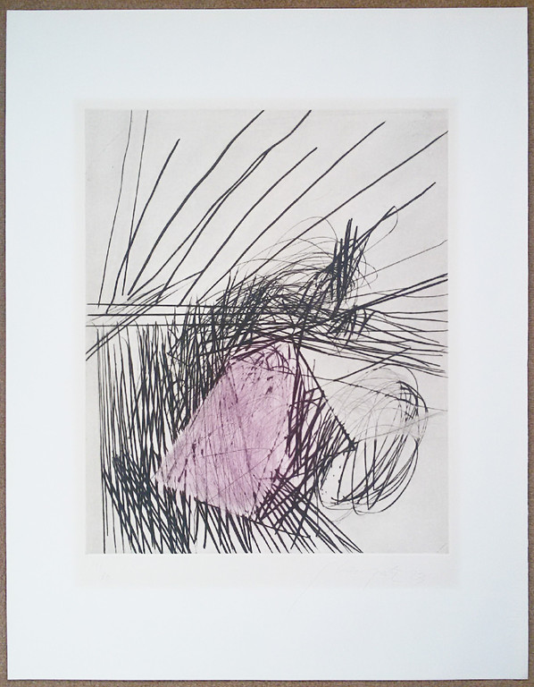 Ger Lataster - Compositie in zwart en roze, droge naald ets met aquatint (groot) kopen? Bied vanaf 150!