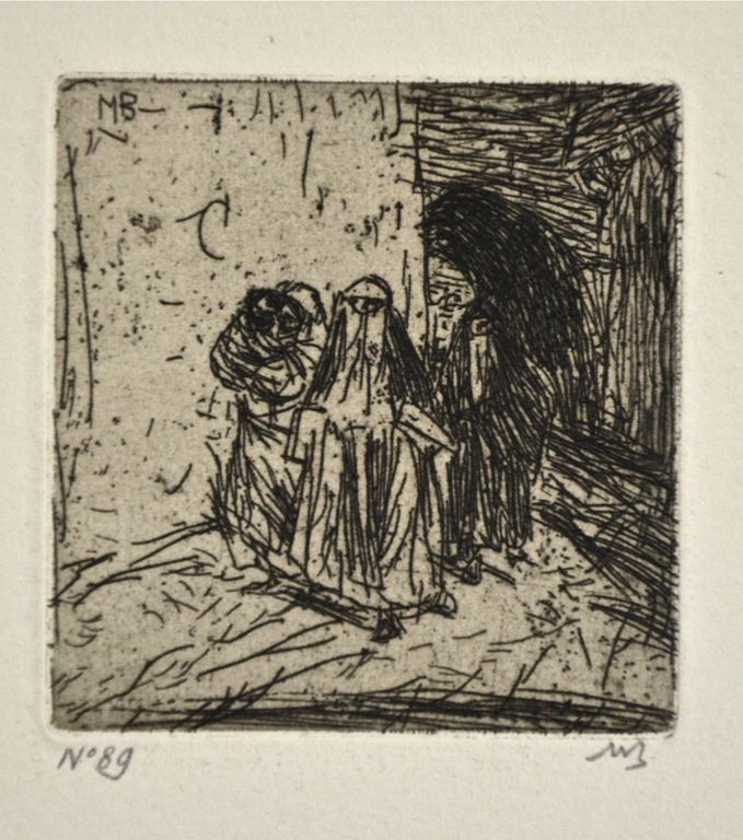 Marius Bauer: Ets. Drie gesluierde vrouwen verkocht voor € 50!