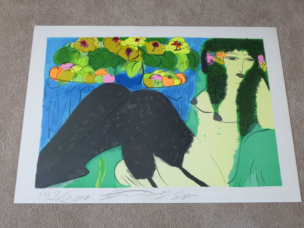 Walasse Ting, grote litho: the black suspenders, handgesigneerd en genummerd kopen? Bied vanaf 550!