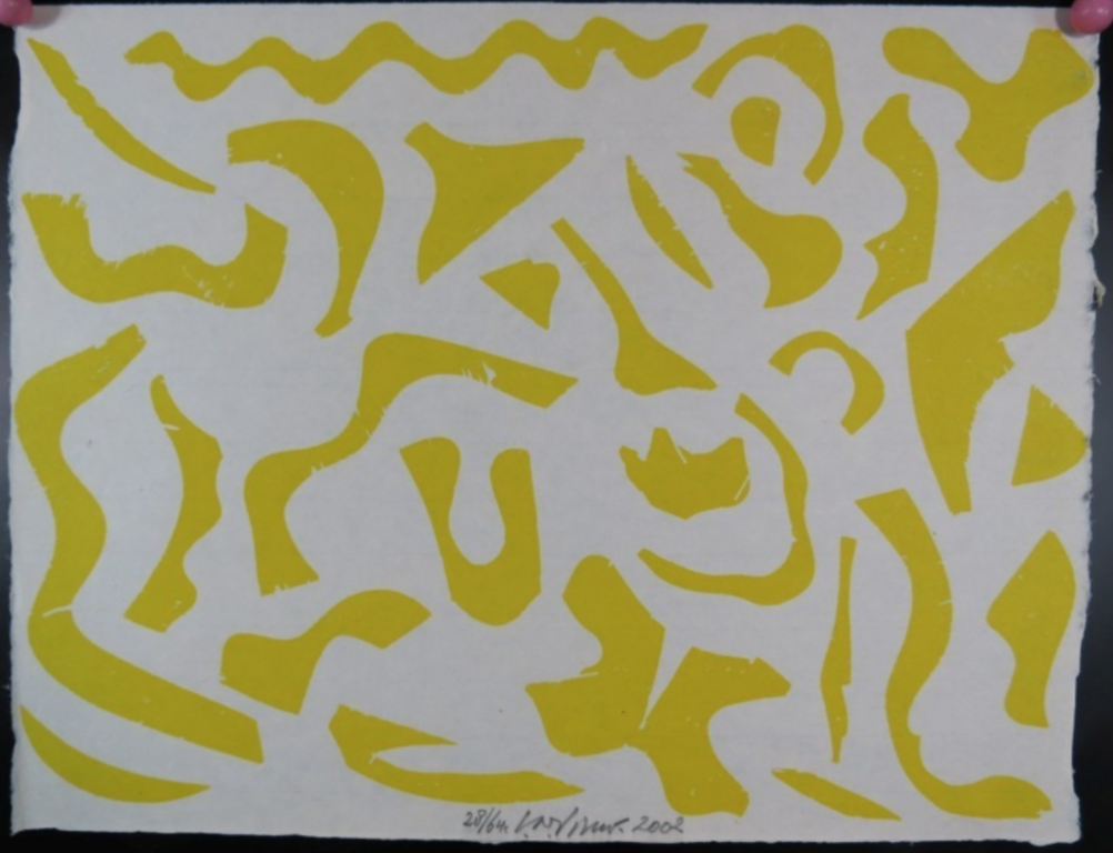 Carel Visser: Houtsnede, Zonder titel (geel) kopen? Bied vanaf 80!