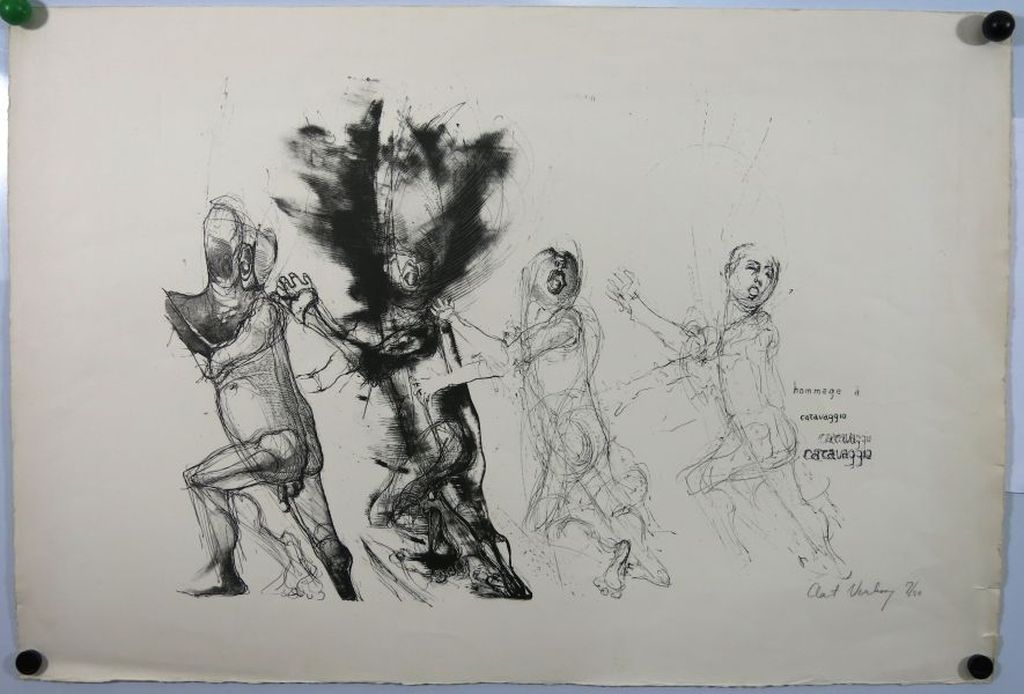 Aat Verhoog: Litho, Hommage à Caravaggio verkocht voor € 50!