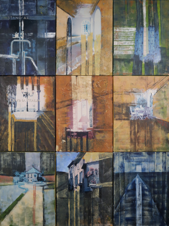 Onbekende kunstenaar: Gemengde techniek op 9 doeken, Divina Italia (Groot) verkocht voor € 41!