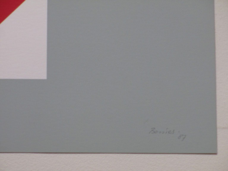 Bob Bonies, Geometrische Compositie in rood/wit, Zeefdruk kopen? Bied vanaf 50!
