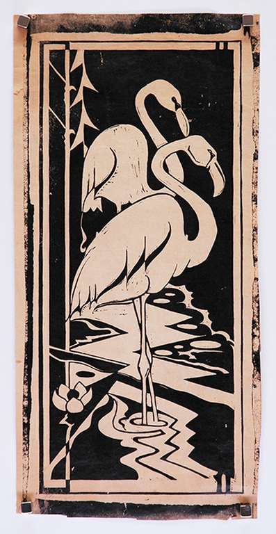 Jac de Beer: Flamingo's no. 2 - lino kopen? Bied vanaf 30!