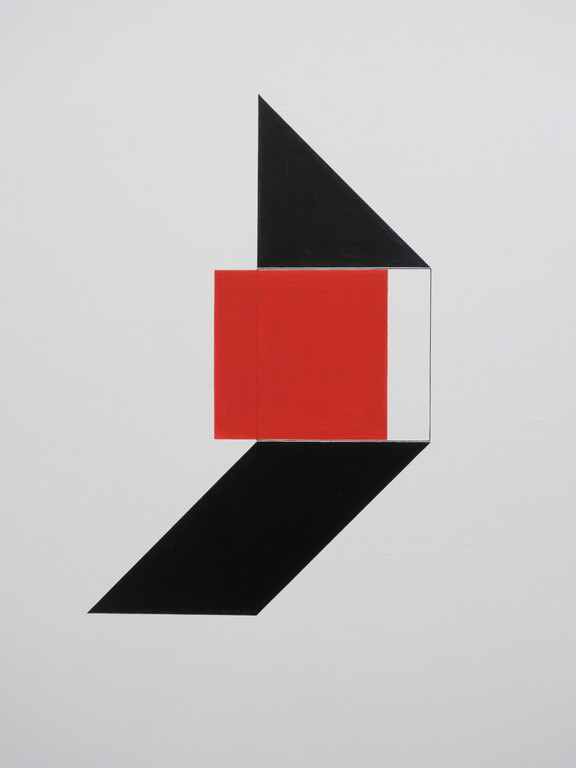 Wim Smits: Acryl op doek, Z.T. geometrische compositie zwart-rood op wit (groot) kopen? Bied vanaf 100!