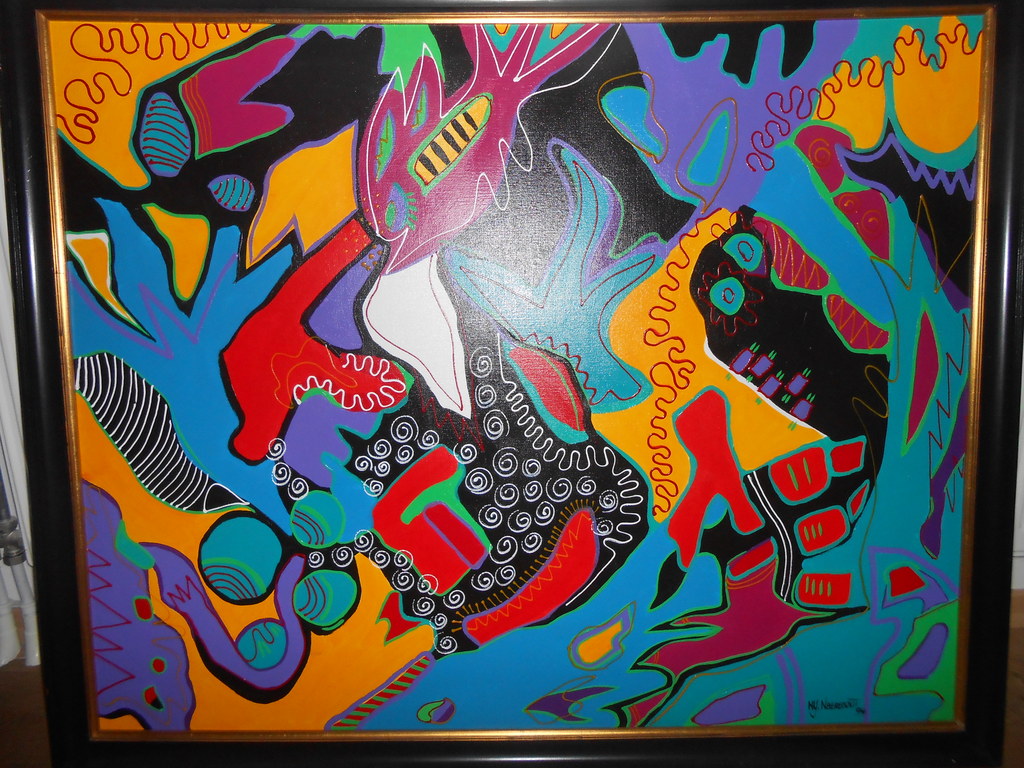 acryl op doek van Marianne Naerebout ''This used to be my playground'' verkocht voor € 300!