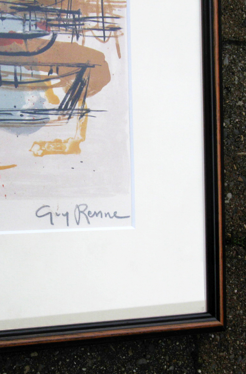 Guy Renne - litho, ingelijst - havenscene, ca. 1960  kopen? Bied vanaf 145!