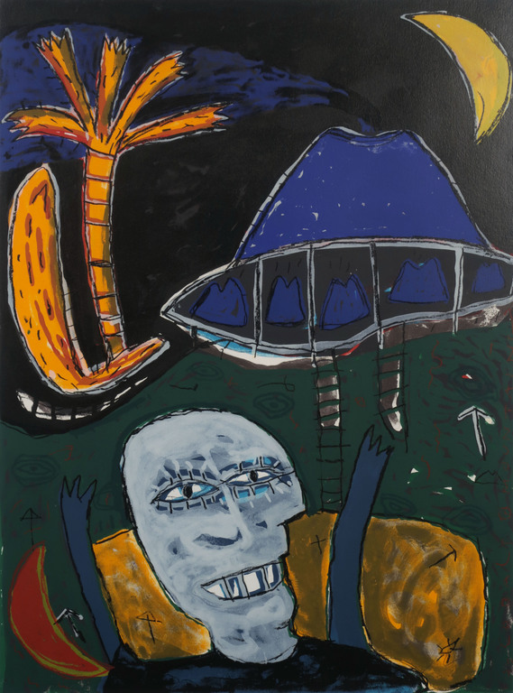 Dodog Soeseno: Zeefdruk, Seeking the Cobalt mountain - Ingelijst kopen? Bied vanaf 20!