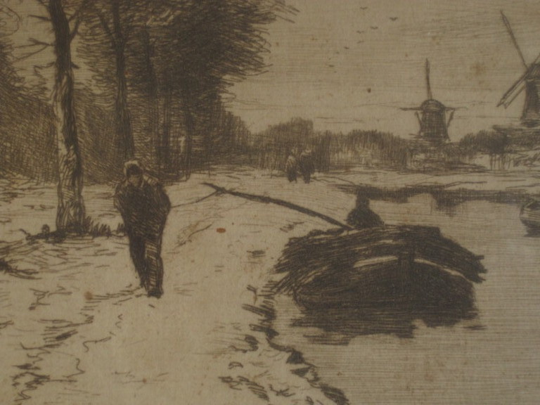 19e eeuwse Haagse School Louis Apol 1850-1936 ets "rivierlandschap" gesigneerd kopen? Bied vanaf 1!