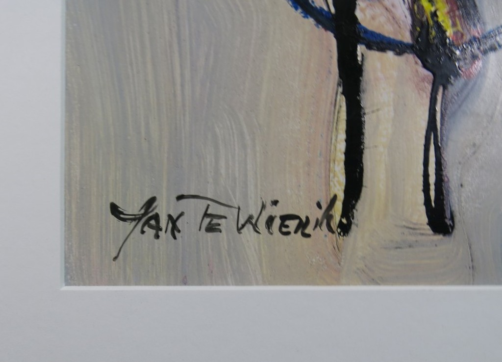 Jan te Wierik: Gemengde techniek op papier, Fantasiefiguren kopen? Bied vanaf 1000!