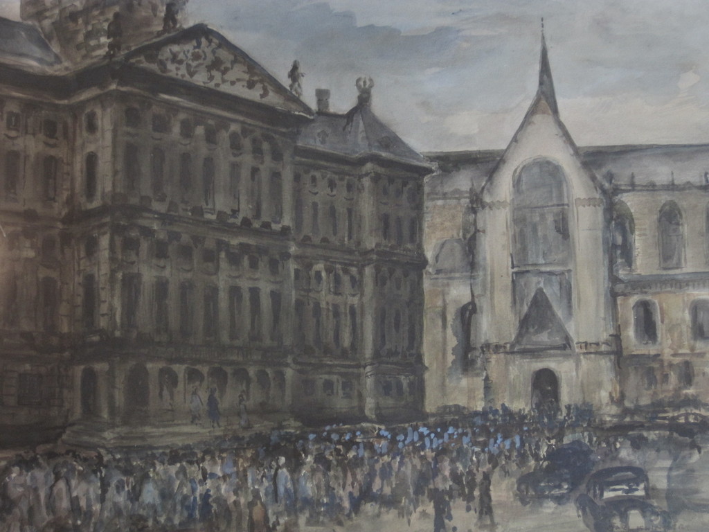 C.Klinkert 1905-1995 Aquarel kroning / inhuldiging Juliana Amsterdam 1948 verkocht voor € 45!