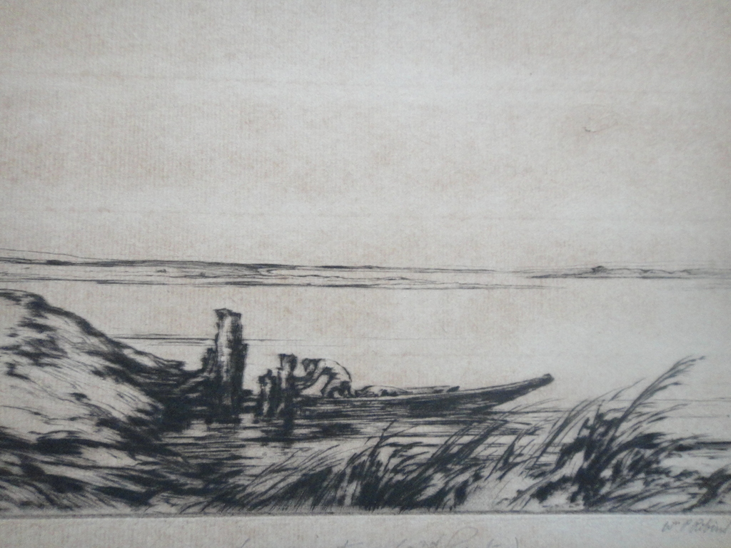 William Palmer Robins (1882-1959), droge naald ets, 'The stour near Manningtree' kopen? Bied vanaf 1!