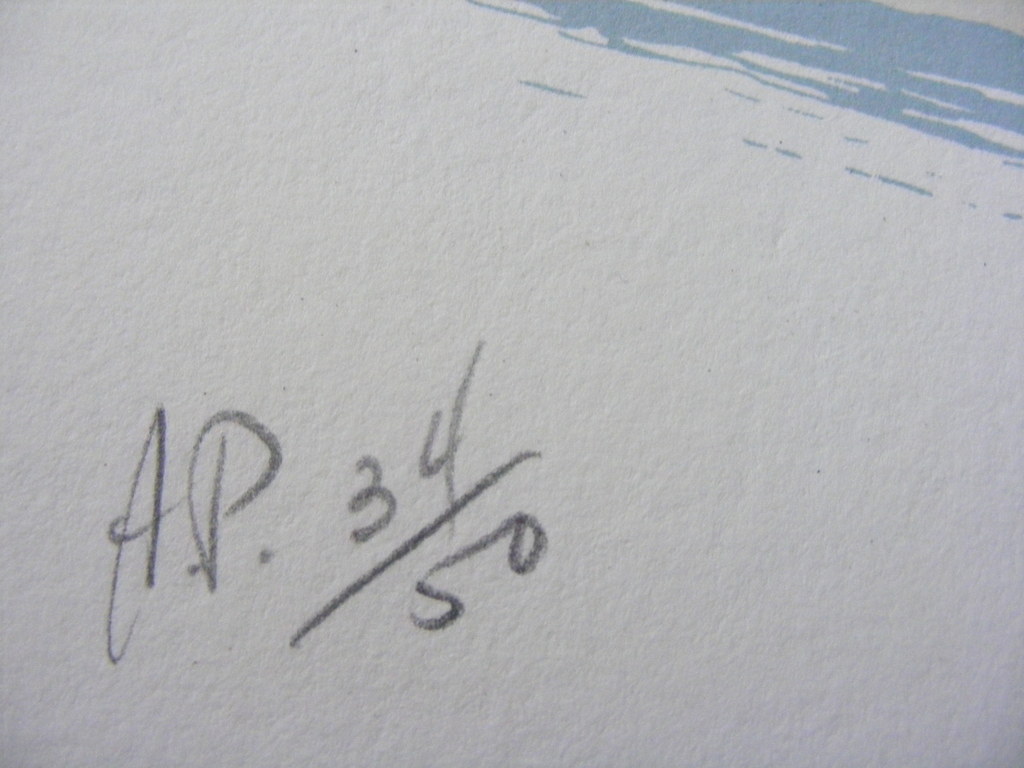 Harry Schaare, gesigneerde lithografie, "Skiers" kopen? Bied vanaf 75!