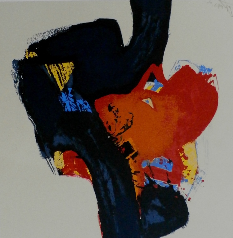 Arty Grimm - grote zeefdruk: abstracte compositie - 1990 verkocht voor € 70!