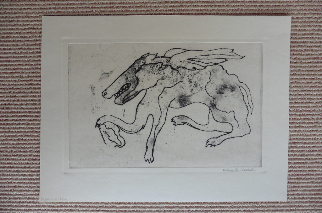 Wout van Heusden, Dier, ets, 1948 verkocht voor € 45!