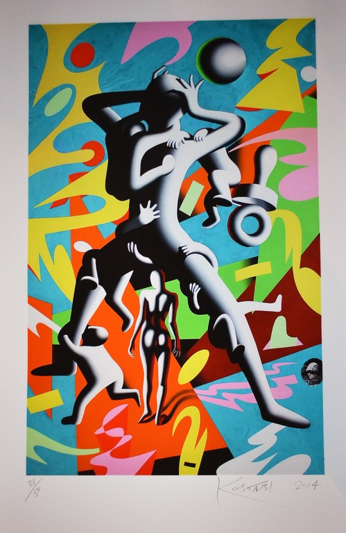 Mark Kostabi - Adventure in babysitting - groot kleuren giclee - gesigneerd - op kopen? Bied vanaf 150!
