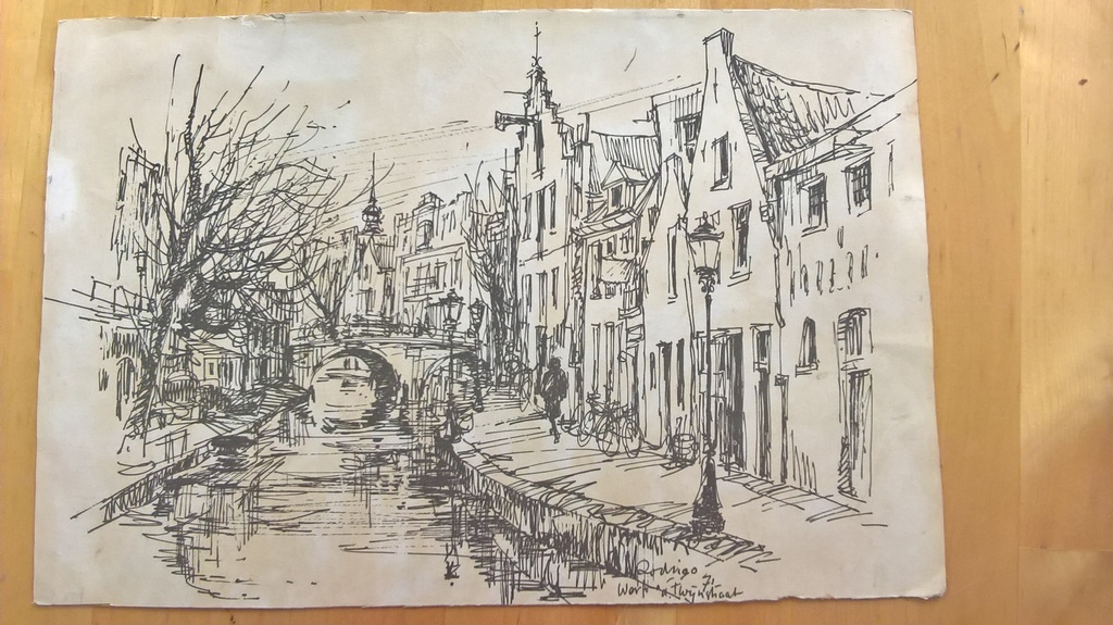 J Rodrigo, tekening, Twijnstraat ad werf Utrecht kopen? Bied vanaf 5!