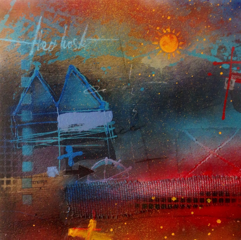 Theo koster , schilderij , blauw huis verkocht voor € 110!