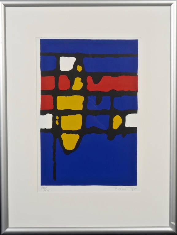 Willem Brauck: Zeefdruk, Zonder titel - Ingelijst verkocht voor € 50!