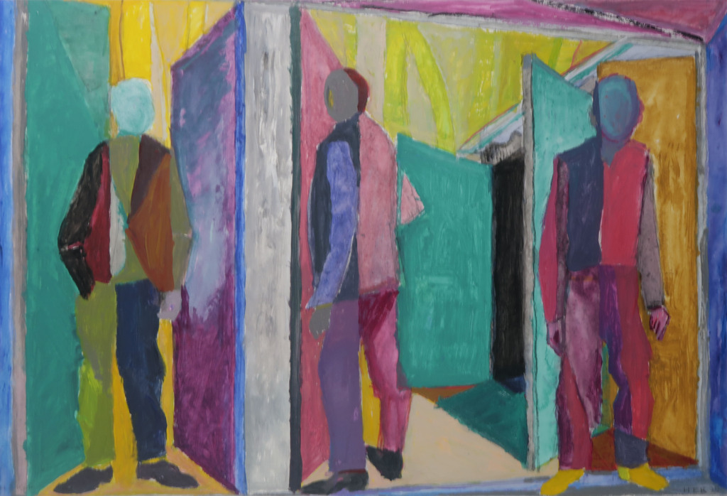 Hans Ebeling Koning: Gouache, De concurrenten - Ingelijst (Groot) kopen? Bied vanaf 150!