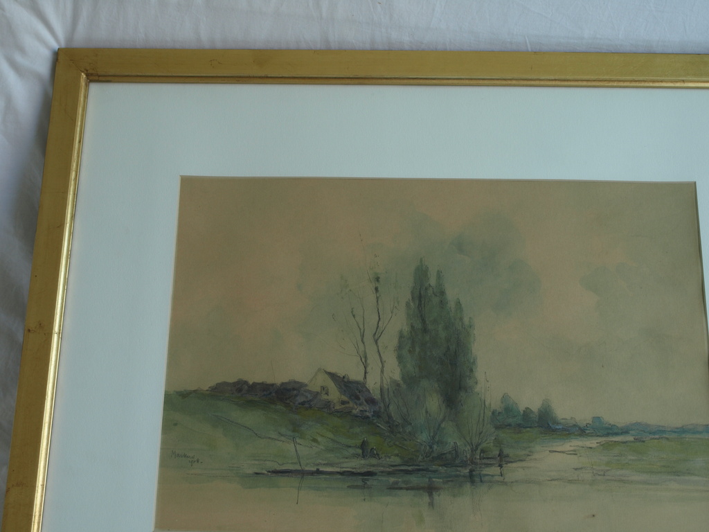 Antoon Markus : Aquarel en pastel – Populieren - gesigneerd & ingelijst – 1908 kopen? Bied vanaf 75!