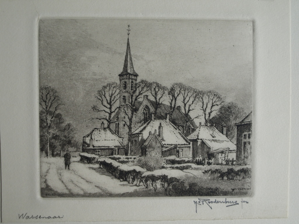 Hendrikus Elias Roodenburg : Ets – Wassenaar – gesigneerd – 1959 kopen? Bied vanaf 25!