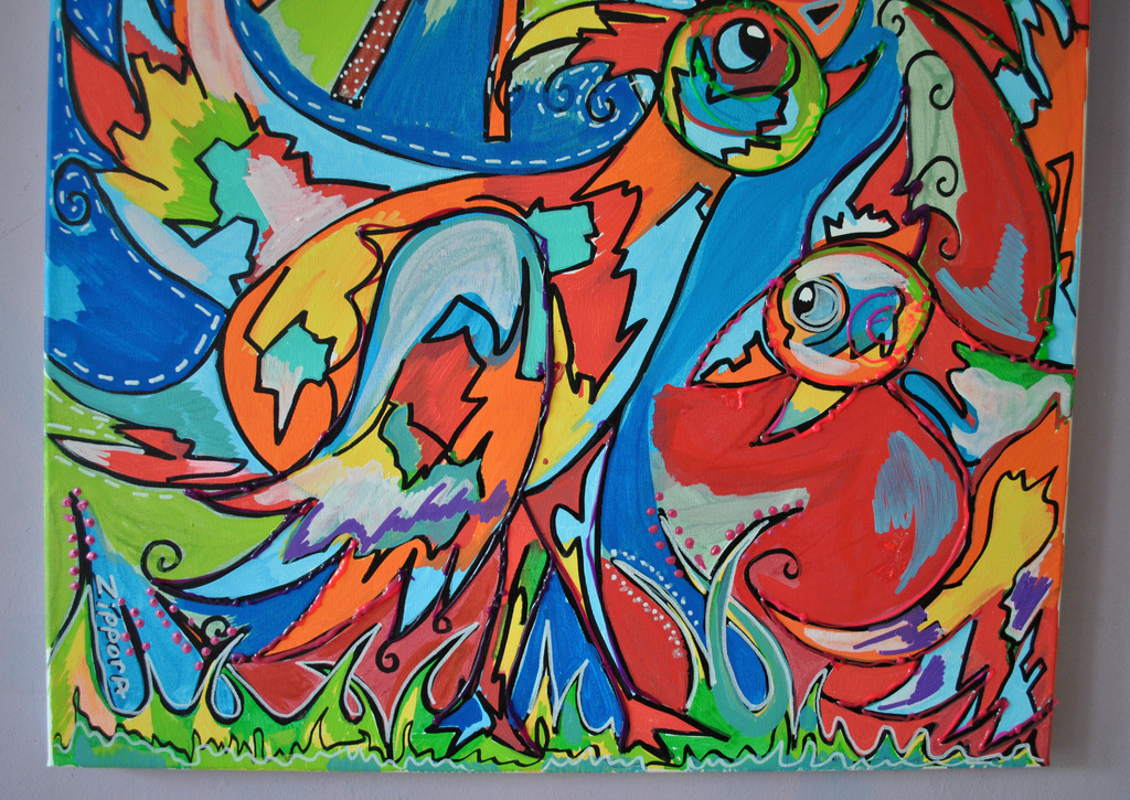 Zippora Meijer Bird Of The Dance  50/50cm op doek (katoen) kopen? Bied vanaf 1!