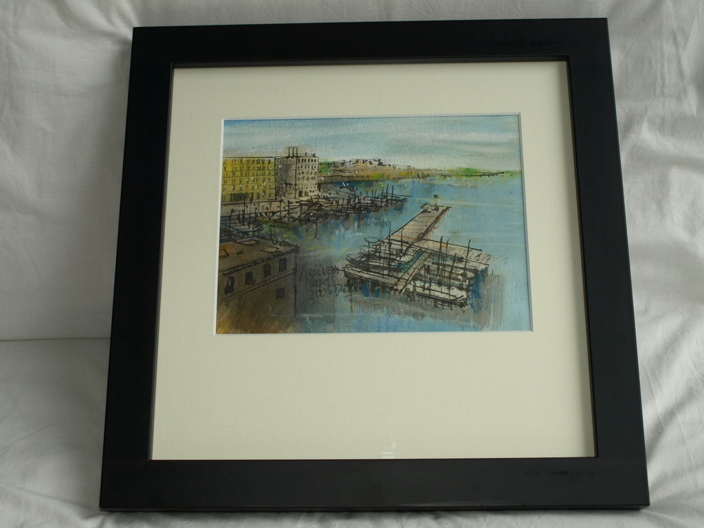 DICK VOS (1942) – Gemengde techniek –“Baai van Napels” – Gesigneerd & ingelijst  kopen? Bied vanaf 45!