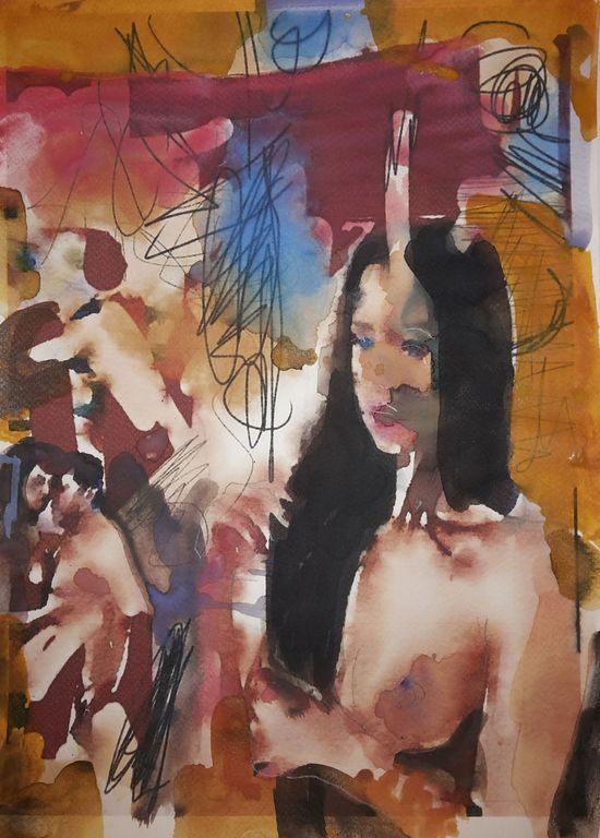 Peter Klashorst - Old & young - gemengde techniek op papier - gesigneerd kopen? Bied vanaf 90!